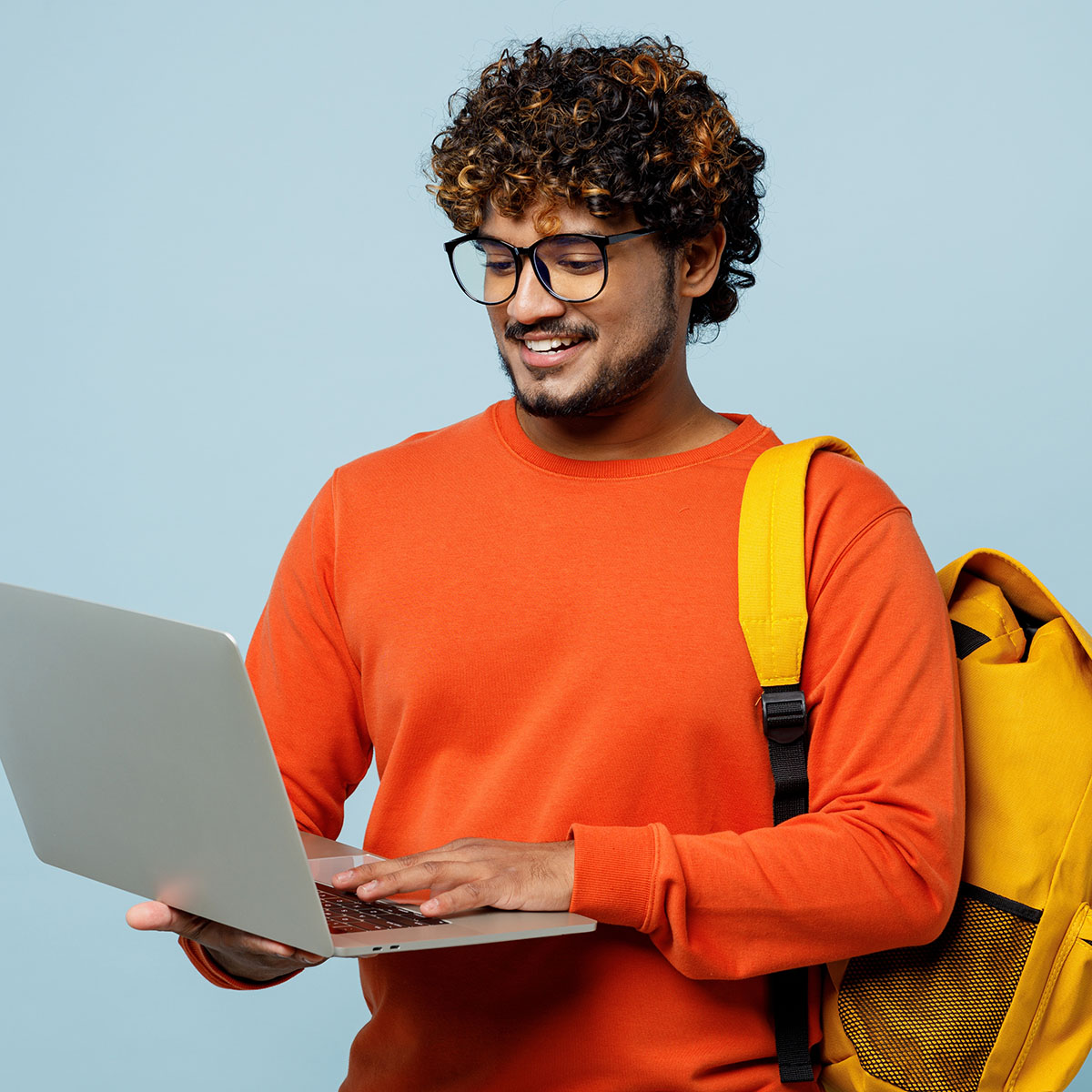 young,teen,it,indian,boy,student,wear,casual,clothes,backpack