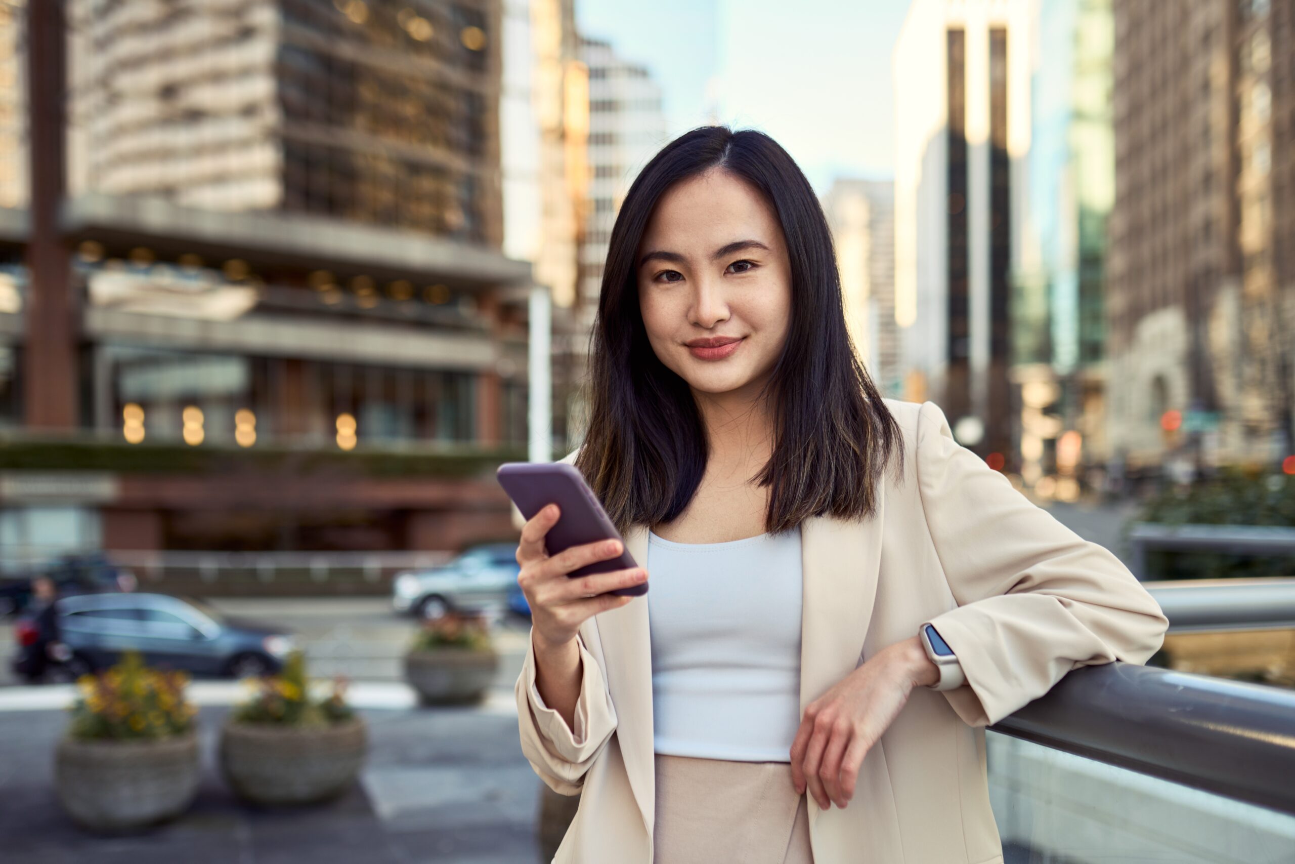 young,smiling,pretty,asian,business,woman,professional,office,manager,outdoors