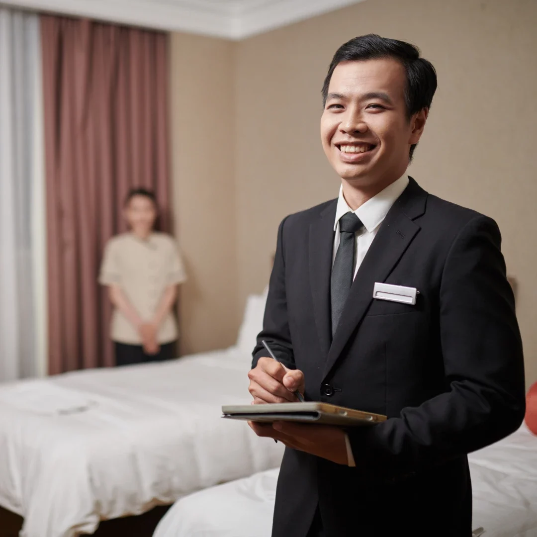 Bachelor of Hospitality Management student gaining practical hotel operations experience during industry training